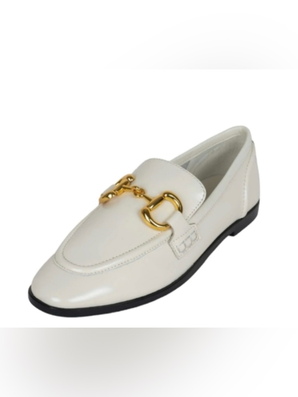 New Women's Jeffrey Campbell White Loafers with Gold Detailing horsebit 8.5